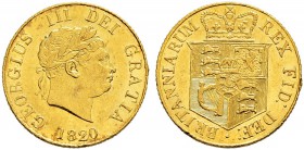 GROSSBRITANNIEN 
 George III. 1760-1820. Half sovereign 1820. 4.00 g. S. 3786. Schl. 114. Fr. 372. Kl. Randfehler. Sehr schön.