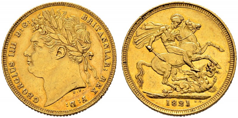 GROSSBRITANNIEN 
 George IV. 1820-1830. Sovereign 1821. 7.99 g. S. 3800. Schl. ...