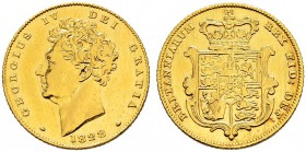 GROSSBRITANNIEN 
 George IV. 1820-1830. Half sovereign 1828. 3.94 g. S. 3804. Schl. 135. Fr. 380. Bearbeitet. Sehr schön.