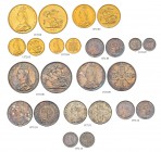GROSSBRITANNIEN 
 Victoria, 1837-1901. Specimen-Set 1887. Jubilee Coinage. Bestehend aus 11 Münzen: Gold Five Pounds, Two Pounds, Sovereign und Half-...