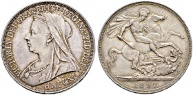 GROSSBRITANNIEN 
 Victoria, 1837-1901. Crown 1897. 28.34 g. S. 3937. Dav. 108. KM 783. Fast FDC-FDC.