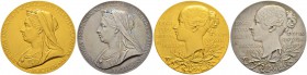 GROSSBRITANNIEN 
 Victoria, 1837-1901. Gold- und Silbermedaille 1897. Medaillenset zum 60. Regierungsjubiläum. Stempel von G. W. de Saulles. Älteres ...