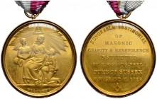 GROSSBRITANNIEN 
 George V. 1910-1936. Freimaurer-Abzeichen 1923-1935. Vergoldeter Freimaurer-Orden in einem 9 Karat-Goldring mit gravierter Inschrif...