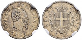 ITALIA 
 Regno d'italia 
 Vittorio Emanuele II. 1859-1878. 50 Centesimi 1861, Torino. Nomisma 920. Pag. 522. Estremamente raro. In slab NGC XF 40. q...