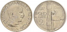ITALIA 
 Regno d'italia 
 Vittorio Emanuele III. 1900-1946. 2 Lire 1923, Roma. Prova di stampa. 10.09 g. P.P. 251. Molto rara. qFdc/Fdc.