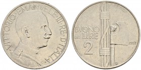 ITALIA 
 Regno d'italia 
 Vittorio Emanuele III. 1900-1946. 2 Lire 1927, Roma. 10.11 g. Nomisma 1171. Pag. 745. Mont. 165. Minimi graffietti e colpe...