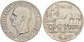 ITALIA 
 Regno d'italia 
 Vittorio Emanuele III. 1900-1946. 20 Lire 1936 AN XIV, Roma. 19.90 g. Nomisma 1094. Pag. 681. Mont. 78. Rara. Minimo graff...