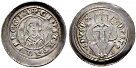 ITALIA 
 Aquileia 
 Bertoldo, 1218-1251. Denaro. 1.19 g. Biaggi 141. Bellissimo esemplare. qFdc. Ex Numismatica Genevensis, 6, lotto 504 &quot;super...
