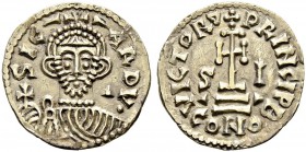 ITALIA 
 Benevento 
 Sicardo 832-839. Solidus. 3.70 g. Grierson 1108. Fr. 109. Oro basso. Spl+.