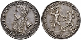 ITALIA 
 Ferrara 
 Ercole II, 1534-1559. Mezzo scudo 1546. 17.43 g. MIR 290. Rarissima. Splendido esemplare di questa rarissima moneta. qSpl. Ex Num...