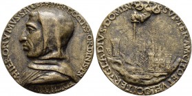 ITALIA 
 Firenze 
 Repubblica, 1189-1532. Medaglia in bronzo s. d. Dedicata a Girolamo Savonarola (1452-1498). Busto con cappuccio e mantello a dest...