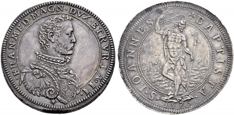 ITALIA 
 Firenze 
 Francesco I, 1574-1587. Piastra 1575. 32.40 g. cfr. MIR 181...
