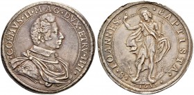 ITALIA 
 Firenze 
 Cosimo II. 1609-1621. Piastra 1615. 32.06 g. MIR 260/2. Molto rara. BB+.
