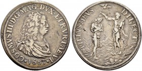 ITALIA 
 Firenze 
 Cosimo III. 1670-1723. Piastra 1683. 30.63 g. MIR 329/1. Dav. 4212. Difetto di conio. BB.