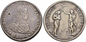 ITALIA 
 Firenze 
 Cosimo III. 1670-1723. Piastra 1684. 30.64 g. MIR 329/3. Dav. 4212. Difetto di conio. BB.