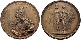 ITALIA 
 Firenze 
 Giovanni Gaston de Medici, 1723-1737. Medaglia in bronzo 1723. Conio di Filippo della Valle. Busto a destra. Rv. La Giustizia e l...