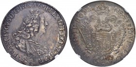 ITALIA 
 Firenze 
 Francesco II. di Lorena, 1737-1765. Francescone 1764. MIR 361/8. Dav. 1505. In slab NGC MS 62. Spl/Spl+.