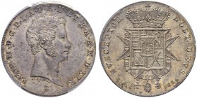 ITALIA 
 Firenze 
 Leopoldo II. di Lorena, 1824-1859. Mezzo francescone 1834. 13.71 g. Pag. 125. Molto rara. In slab PCGS MS-63. Splendido esemplare...