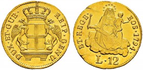 ITALIA 
 Genova 
 Dogi Biennali, 1528-1797. 12 Lire 1794. 3.15 g. CNI 2. MIR 282/1. Fr. 447. Molto rara. Una piccola screpolatura al margine del R/,...
