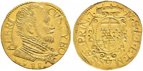 ITALIA 
 Massa 
 Alberico I Cybo Malaspina, 1559-1623. Doppia 1588. 6.56 g. Bellesia 64/D. Fr. 593. Estremamente raro. Conservazione eccezionale. Fd...