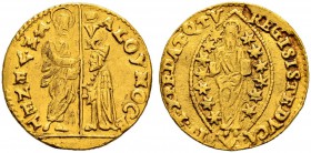 ITALIA 
 Venezia 
 Alvise Mocenigo, 1570-1577. Zecchino s. d. 3.44 g. Montenegro 647. Paolucci p. 68,1. Fr. 1263. BB.