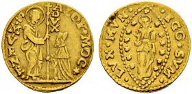ITALIA 
 Venezia 
 Alvise Mocenigo II. 1700-1709. Mezzo zecchino. 1.75 g. Montenegro 2231. Paolucci 3. Molto rara. Modesto deposito al R. BB+.