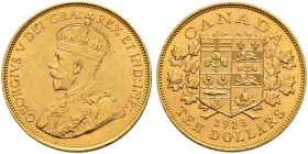 KANADA 
 George V. 1910-1936. 10 Dollars 1913. 16.70 g. Schl. 851. Fr. 3. Kl. Kratzer. Vorzüglich.
