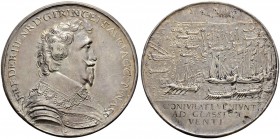 NIEDERLANDE 
 Historische Medaillen 
 Silbermedaille 1631. Auf den Seesieg bei Slaak in Zeeland. Unsigniert, Stempel von Aert Verbeek. Geharnischtes...