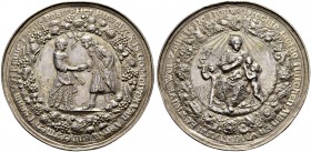 NIEDERLANDE 
 Historische Medaillen 
 Silbermedaille o. J. (um 1650). Hochzeitsmedaille, auf die Liebe, Treue und Familie. Unsigniert, nach einem Mo...