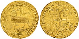 NIEDERLANDE 
 Holland, Grafschaft 
 Wilhelm V. von Bayern, 1350-1389. Double Mouton d'or o. J. (1357), Dordrecht. 5.30 g. Delmonte 721. Fr. 102. Sel...