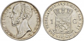NIEDERLANDE 
 Königreich der Niederlande 
 Wilhelm II. 1840-1849. 1 Gulden 1847. 9.98 g. Schulman 525. Vorzüglich.