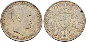 NORWEGEN 
 Haakon VII. 1905-1957. 2 Kroner 1916. 15.00 g. KM 370. Sehr schön-vorzüglich.