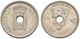 NORWEGEN 
 Haakon VII. 1905-1957. 25 Öre 1923. 2.24 g. KM 382. Gutes vorzüglich.