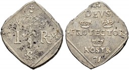 SCHWEDEN 
 Johann III. 1568-1592. Klippe zu 4 Mark 1571, Stockholm. 12.60 g. SM 126. Kl. Schrötlingsfehler. Sehr schön.
