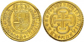SPANIEN 
 Königreich 
 Felipe V. 1700-1746. 8 Escudos 1721, Segovia. Mmz. F. 26.95 g. Calico 455. C.T. 24. Fr. 246. Broschier­spuren. Fast vorzüglic...