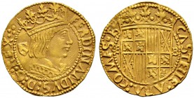 SPANIEN 
 Katalonien 
 Fernando II. 1479-1516. Principat o. J., Barcelona. 3.45 g. C.T. 23. Fr. 32. Vorzüglich.