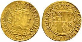 SPANIEN 
 Katalonien 
 Fernando II. 1479-1516. Principat o. J., Barcelona. 3.48 g. C.T. 23. Fr. 32. Fast vorzüglich-vorzüglich.