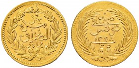 TUNESIEN 
 Mohammed al-Sadik, 1859-1882. 25 Piastres 1881 (1298 AH). 4.79 g. Schl. 602. KM 200. Fr. 5. Kl. Randfehler. Vorzüglich.