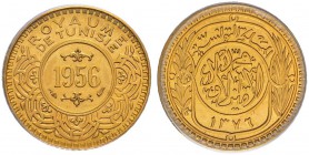 TUNESIEN 
 Mohammed Lamine Bei, 1943-1957. 100 Francs 1956 (1376 AH). Schl. 719. KM X 9. PCGS MS63. FDC.