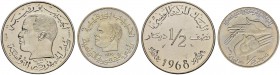 TUNESIEN 
 Republik. 1/2 Dinar 1968. ESSAI und 1/2 Dinar 1976, ESSAI. KM E32, E35. FDC.
 (2)