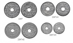 TUNESIEN 
 Lot 
 10 Centimes 1942. 20 Centimes 1942. 10 Centimes 1945. 20 Centimes 1945. KM 267, 268, 271, 272. Fast vorzüglich und vorzüglich.
 (4...