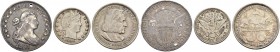 USA 
 Half Dollar 1807. Draped bust type. 1/2 Dollar 1892. Columbia Exhibition Chicago. 1/4 Dollar 1906, D-Denver. Barber Head. Gelocht (1x). Schön, ...