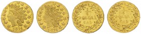 USA 
 Territorial Gold . 1/4 Dollar (round) 1874. CAL(ifornia Gold). KM 6.2. FDC.
 (2)