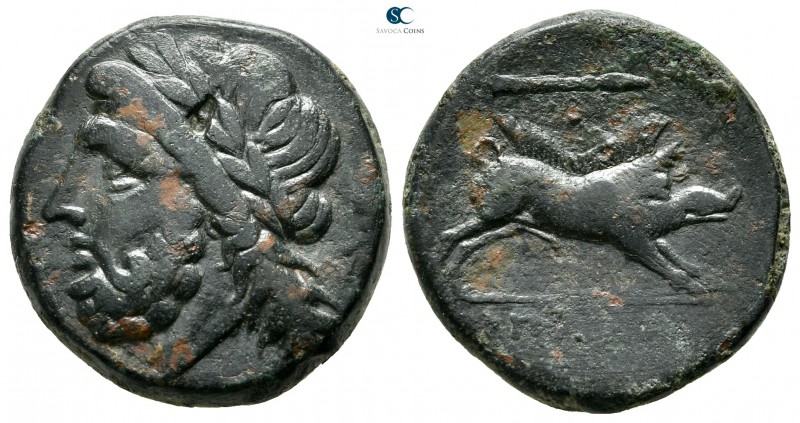 Apulia. Arpi circa 300 BC. 
Bronze AE

21mm., 7,86g.

Laureate head of Zeus...