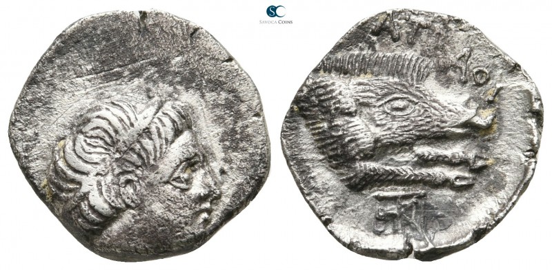Kings of Paeonia. Patraos 335-315 BC. 
Drachm AR

15mm., 2,98g.

Diademed h...