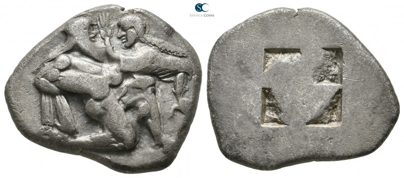 Islands off Thrace. Thasos 500-480 BC. 
Stater AR

22mm., 8,19g.

Nude ithy...