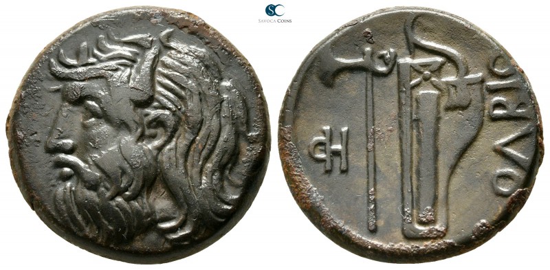 Scythia. Olbia 320-300 BC. 
Bronze Æ

23mm., 10,14g.

Horned head of Boryst...