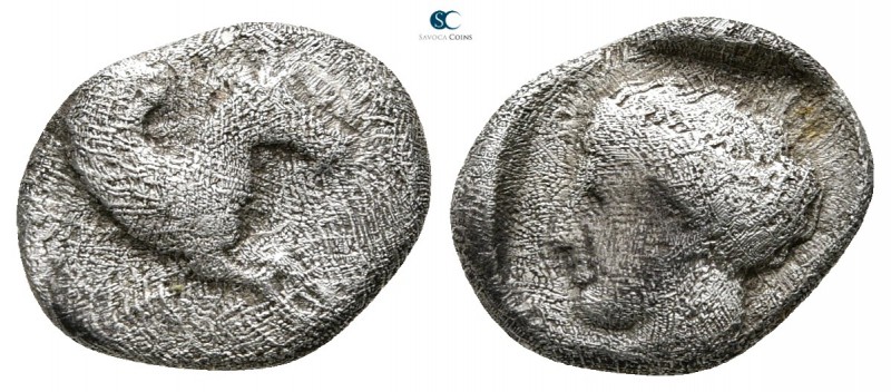 Akarnania. Leukas circa 400-375 BC. 
Diobol AR

12mm., 1,19g.

Forepart of ...