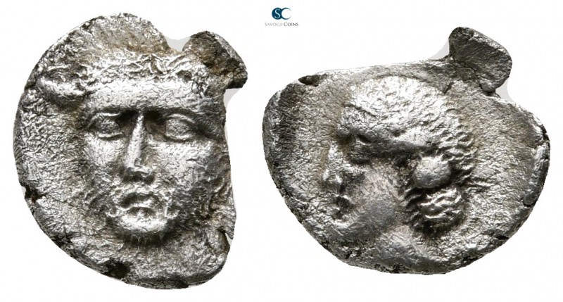 Akarnania. Stratos 500-400 BC. 
Trihemiobol AR

11mm., 0,83g.

Horned and b...