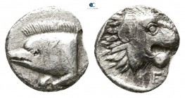 Caria. Uncertain mint (or Kyzikos, Mysia) circa 500-400 BC. Tritartemorion AR